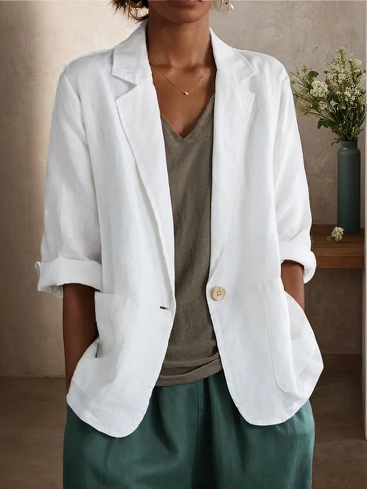 Women's Casual Solid Color Loose Lapel Single Breasted Jacket