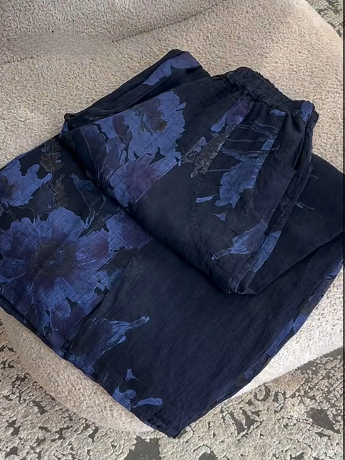 Women's Vintage Floral Print Casual Cotton and Linen Pants