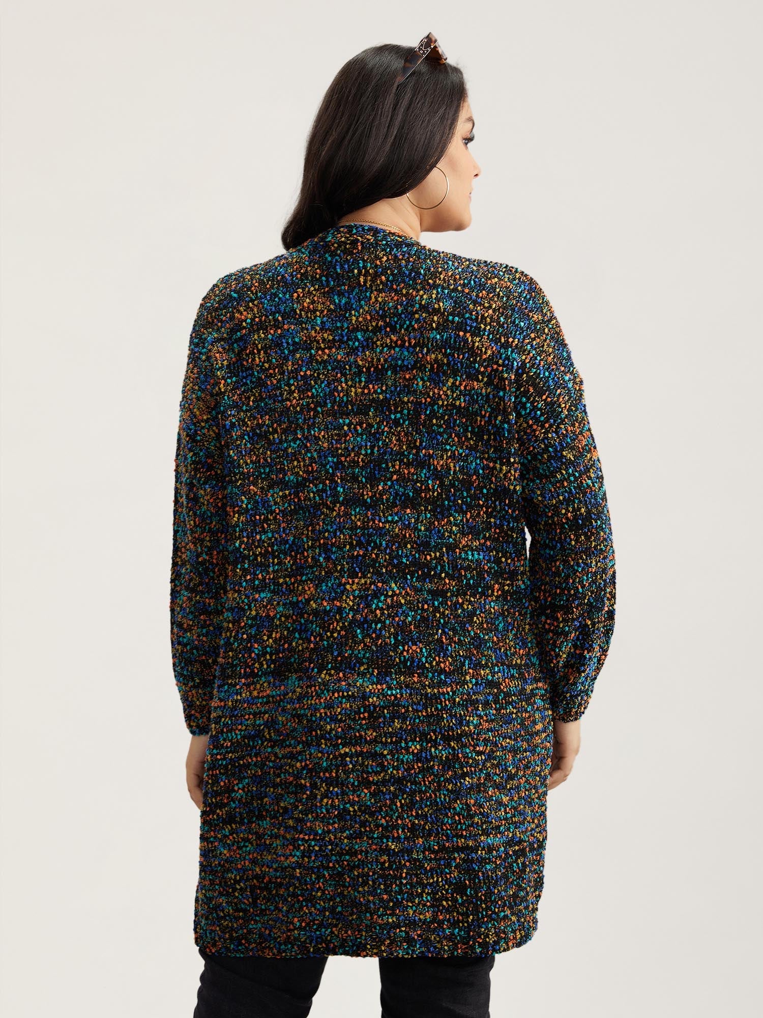 Color Textured Open Front Cardigan