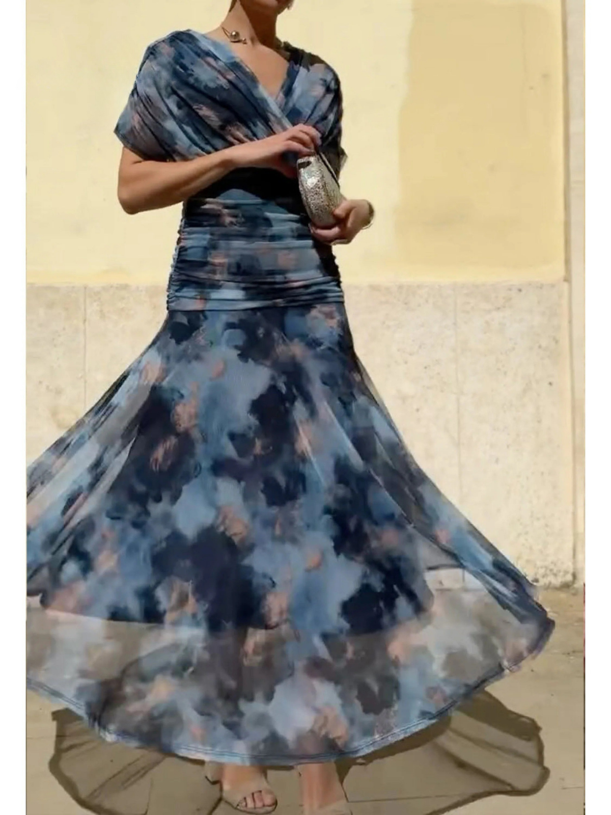 Women's Elegant Floral Print Corset Dress