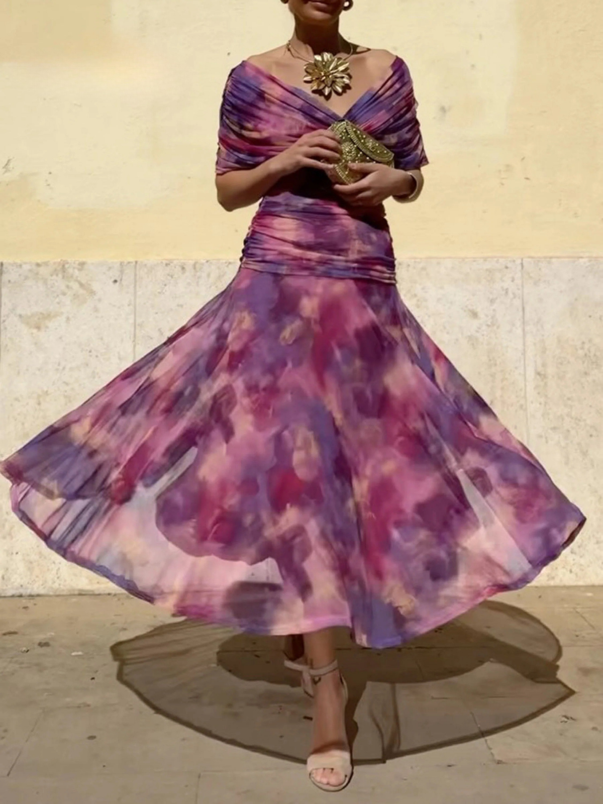 Women's Elegant Floral Print Corset Dress