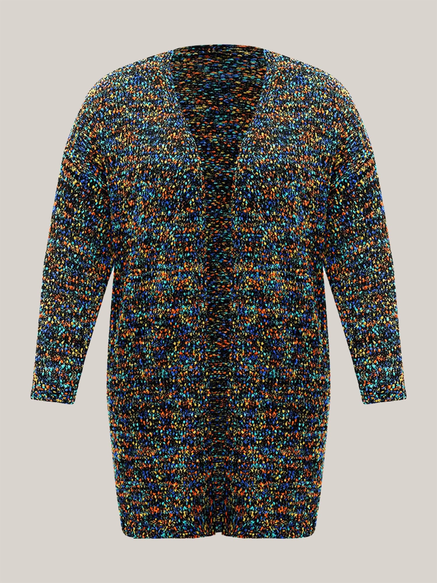 Color Textured Open Front Cardigan