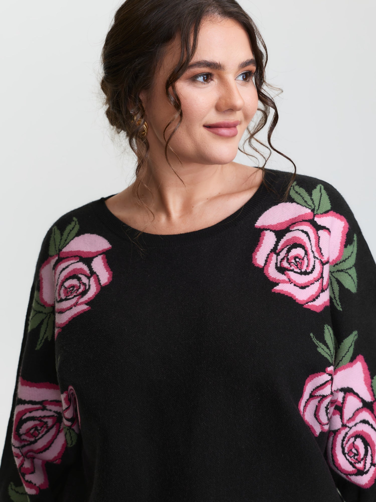 Supersoft Floral Batwing Sleeve Pullover