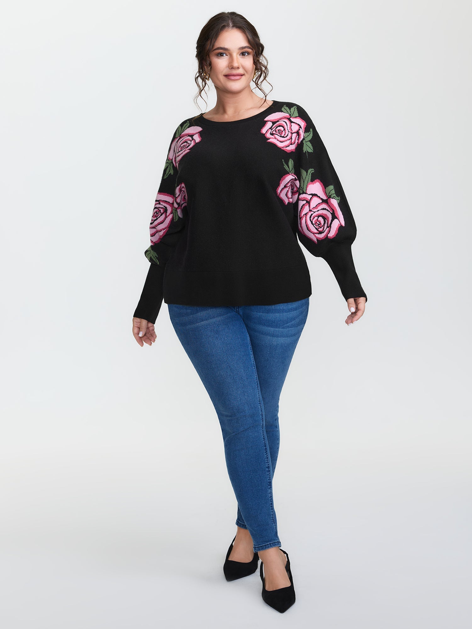 Supersoft Floral Batwing Sleeve Pullover