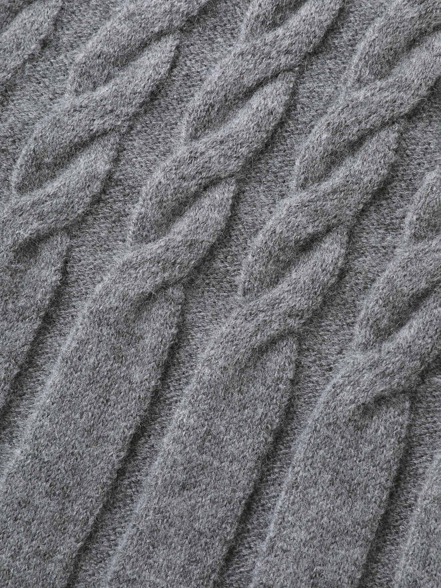 Cable Knit Round Neck Button Knit Cardigan