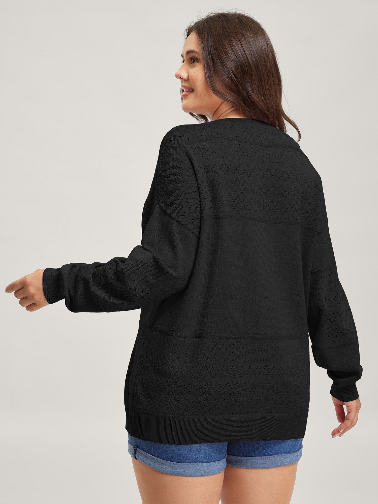 Supersoft Textured Eyelet Trim Pullover