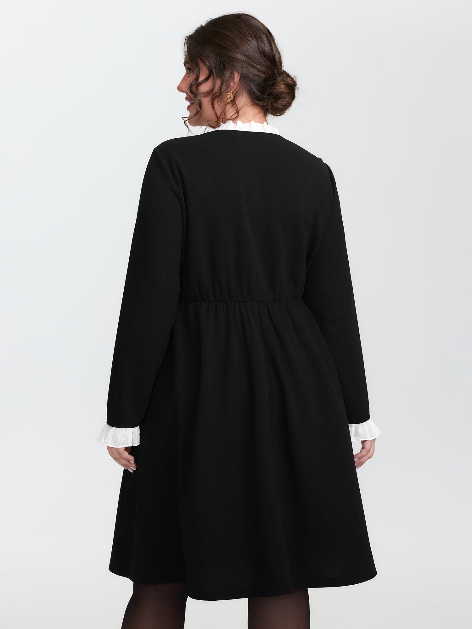 Color Contrast Ruffled Midi Dress