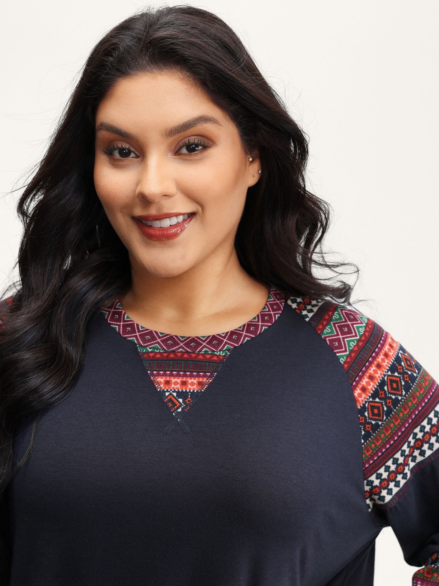 Supersoft Boho Stripes Spliced T-Shirt