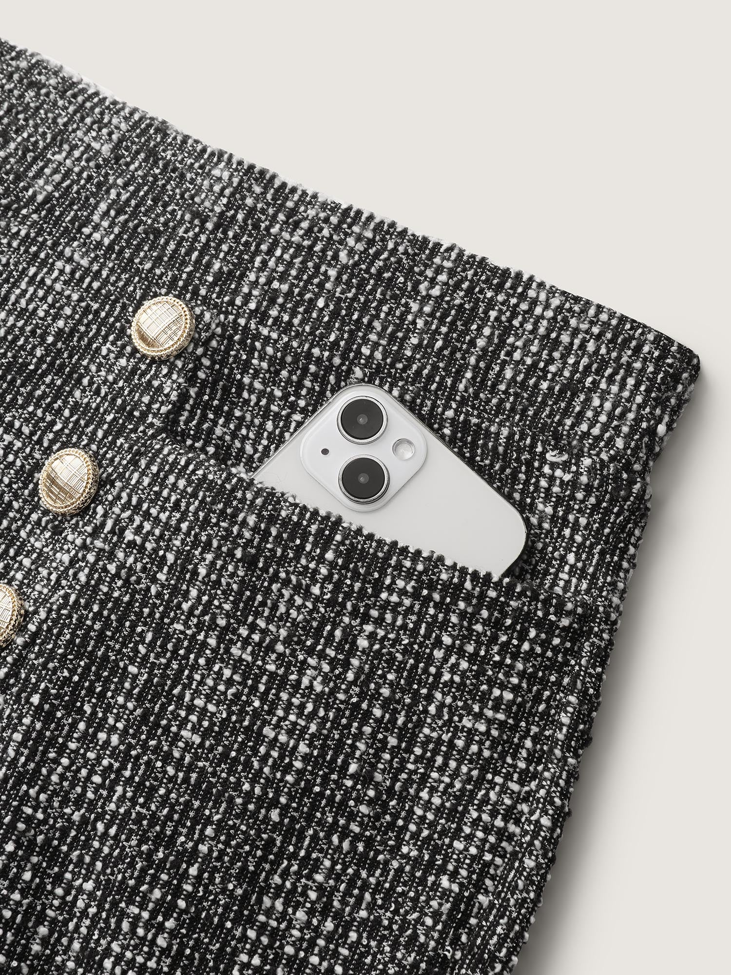 Tweed Metal Buttons Detail Pants