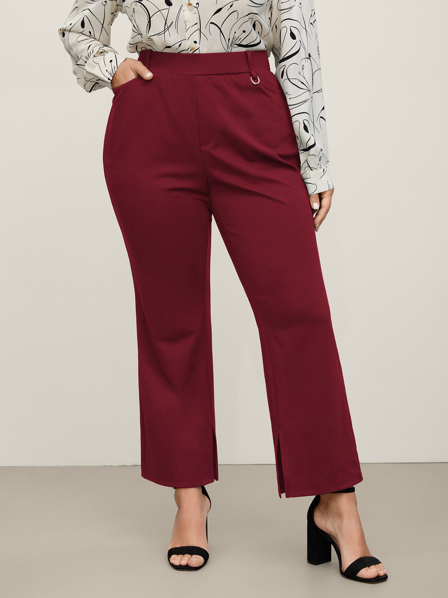 Pull-On Solid Bootcut Pants