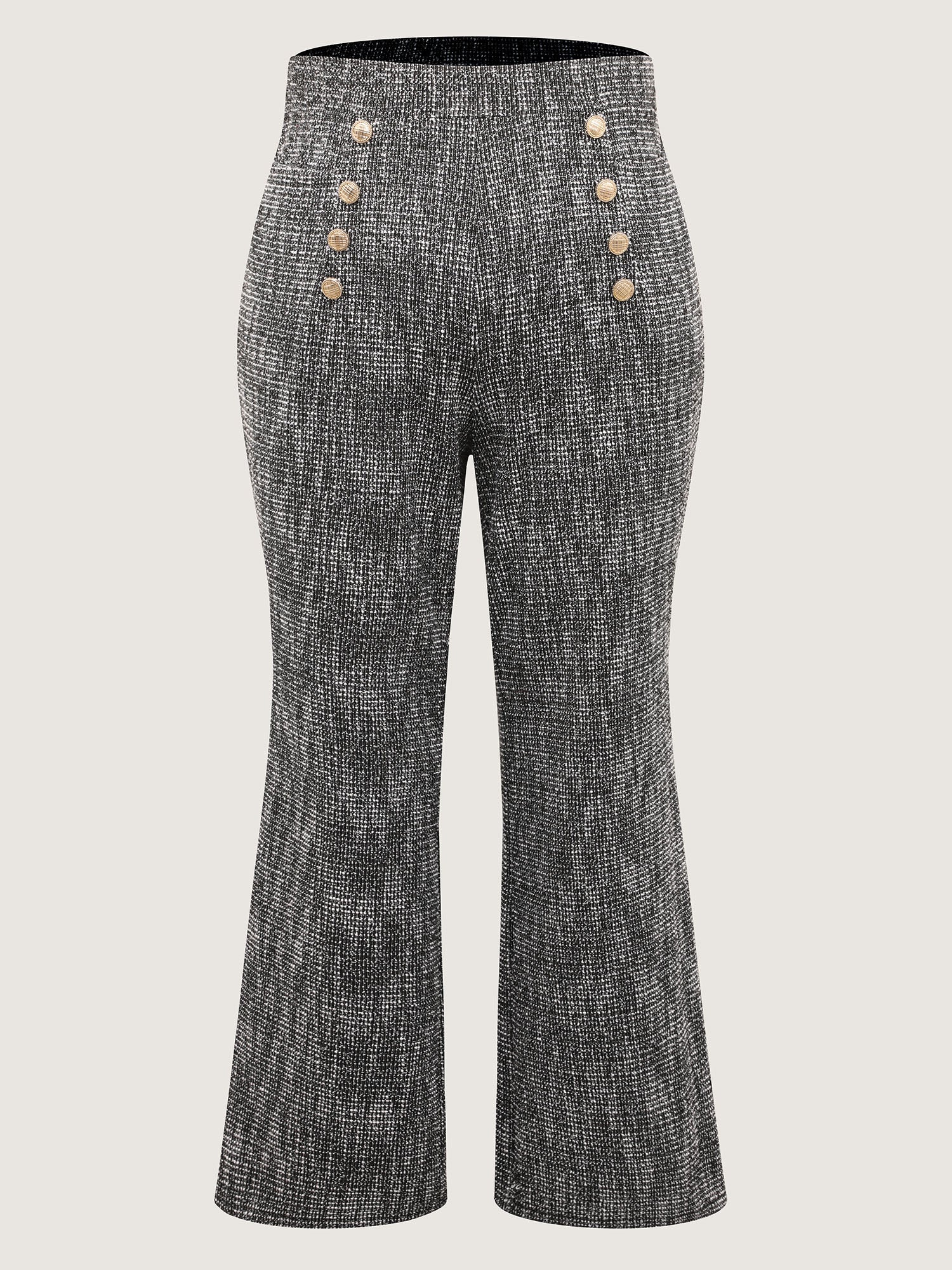 Tweed Metal Buttons Detail Pants