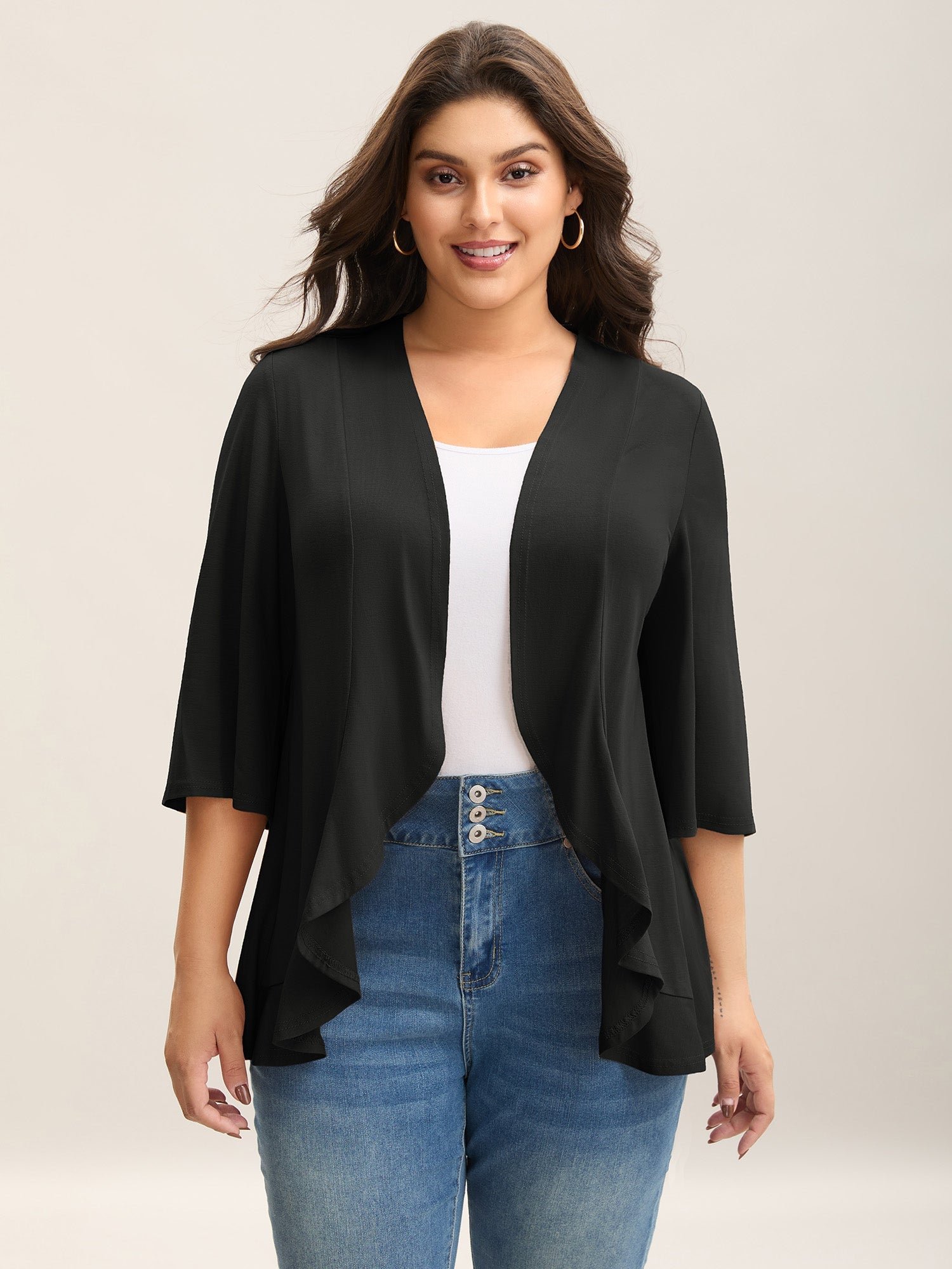 Lotus Hem Curvy Kimono Cover-Up