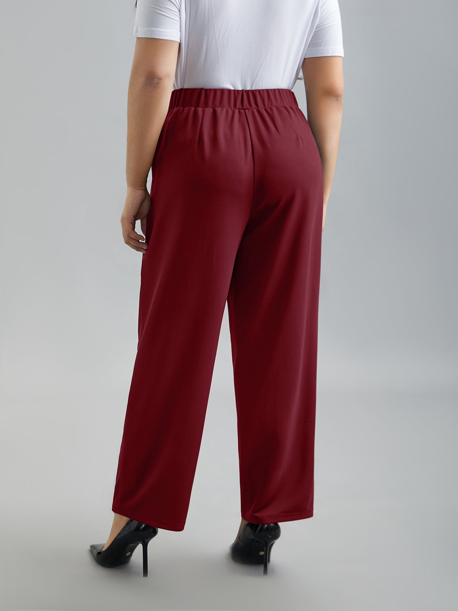 Stretchy-Waist Straight Leg Pants