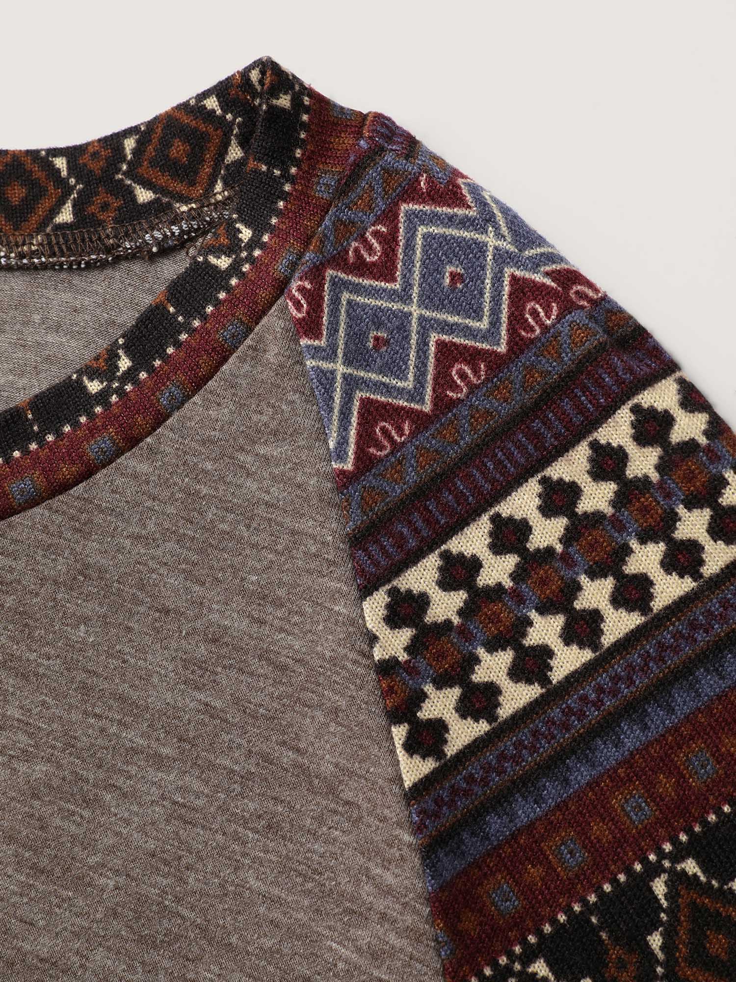 Supersoft Boho Stripes Spliced T-Shirt