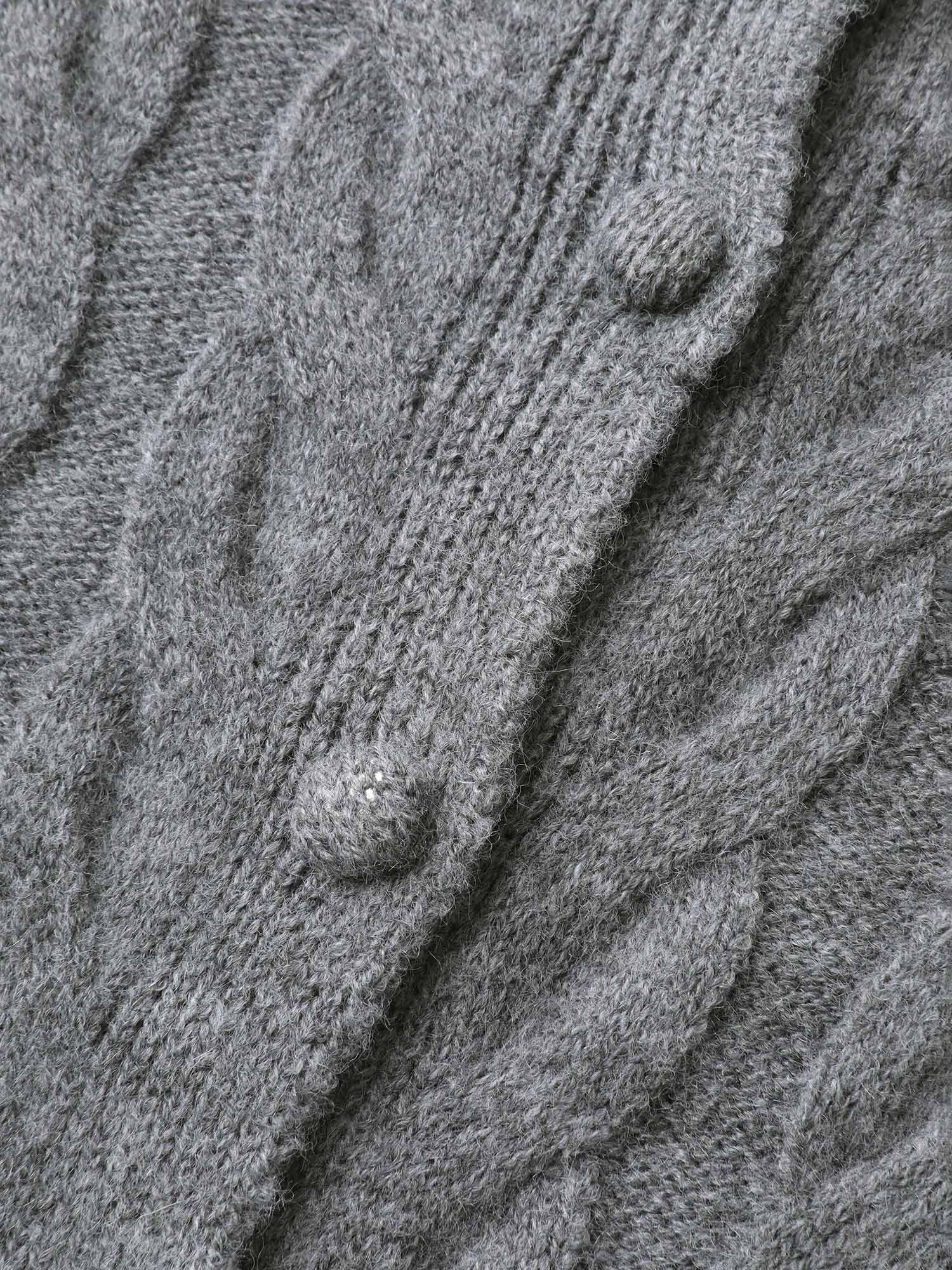 Cable Knit Round Neck Button Knit Cardigan