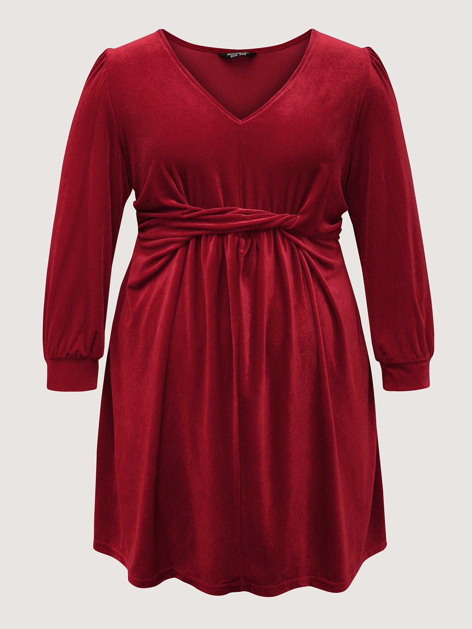 Velvet Twisted Waist Stretchy Knee-Length Dress