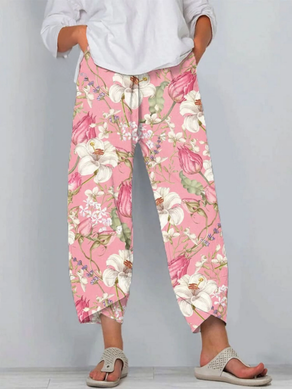 Women's Vintage Floral Art Print Casual Linen V-neck Shirt