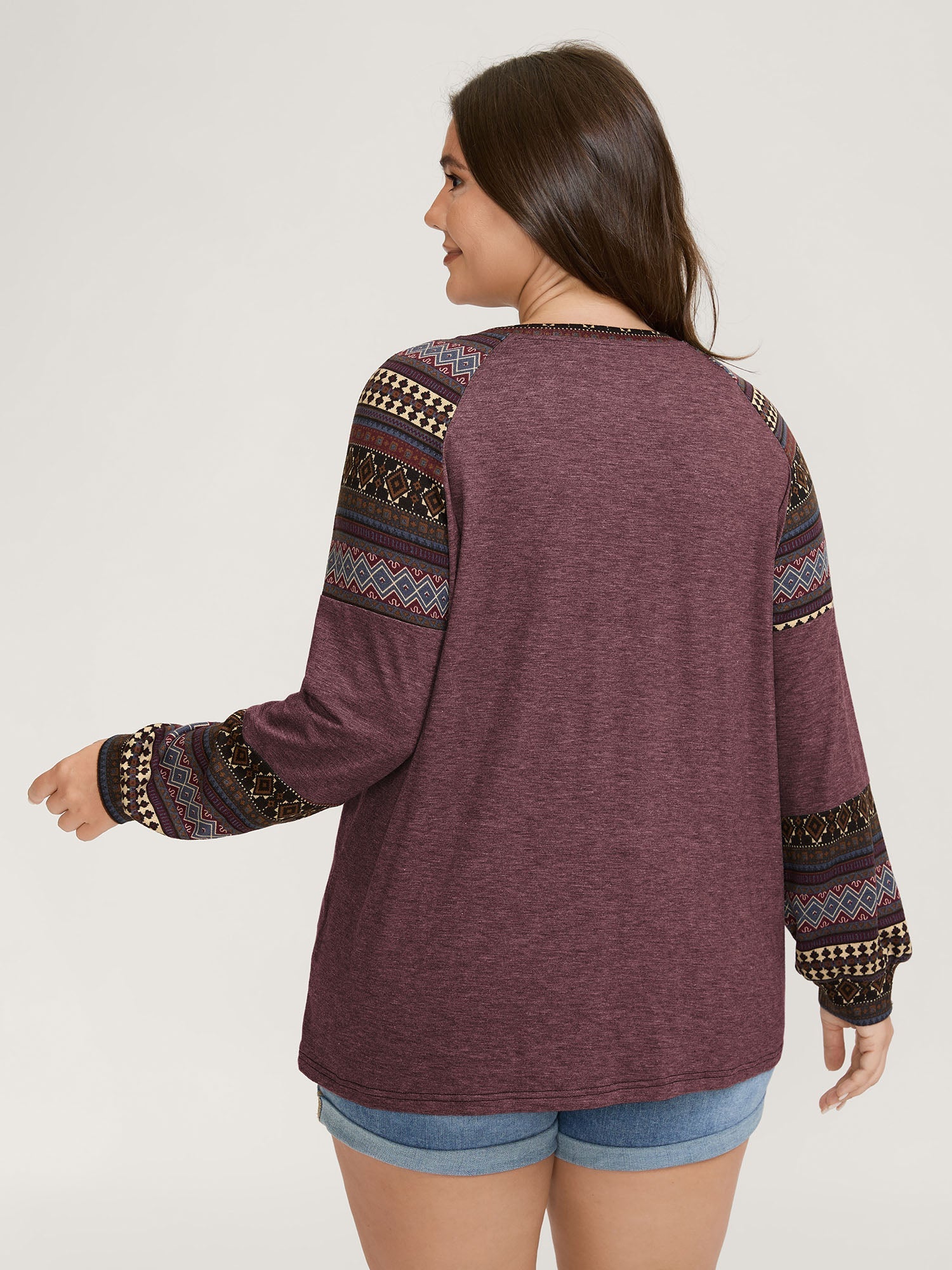 Supersoft Boho Stripes Spliced T-Shirt