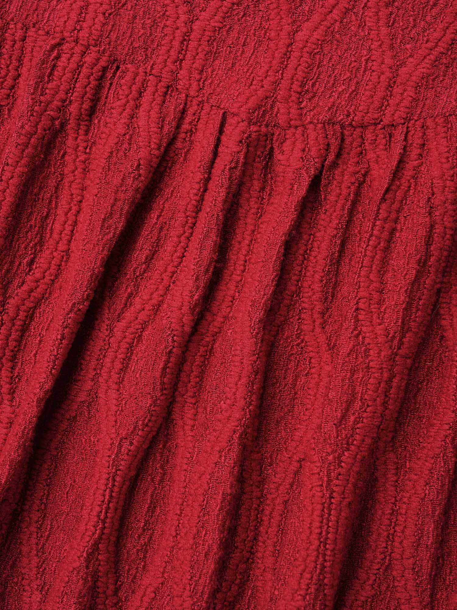 Textured Keyhole Gathered Knit Top