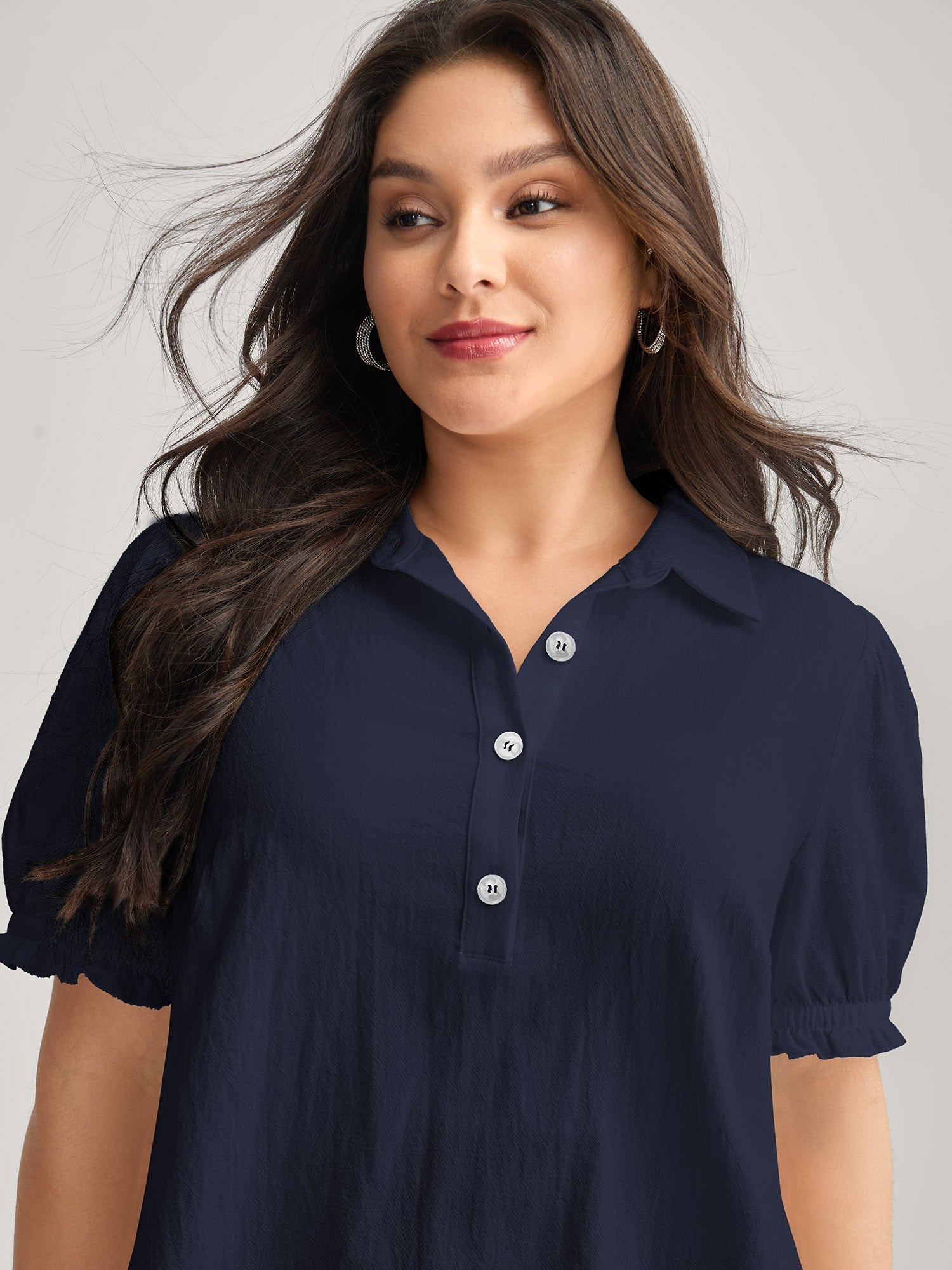 Pure Cotton Ruffled Puffy Sleeve Blouse