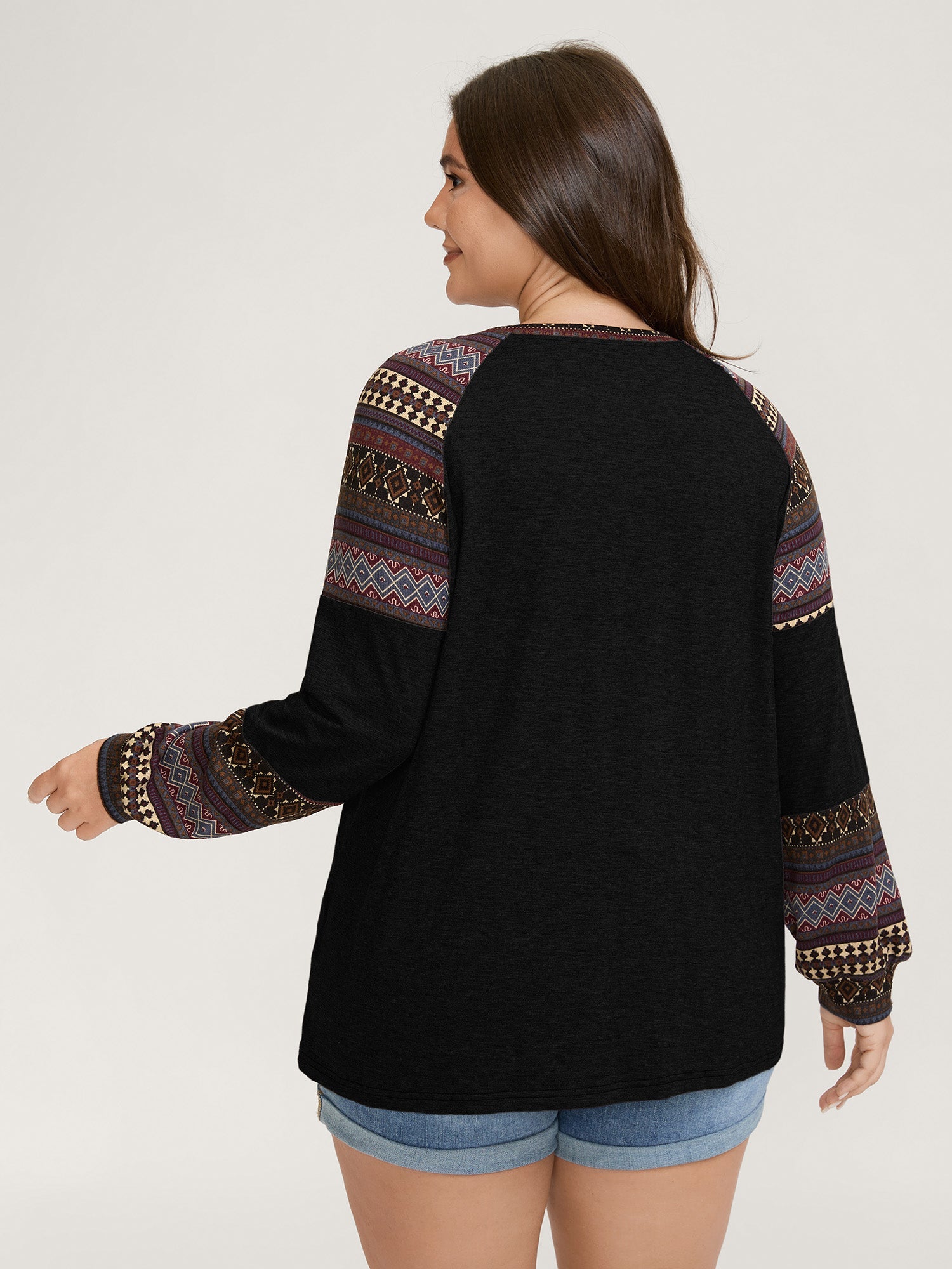 Supersoft Boho Stripes Spliced T-Shirt