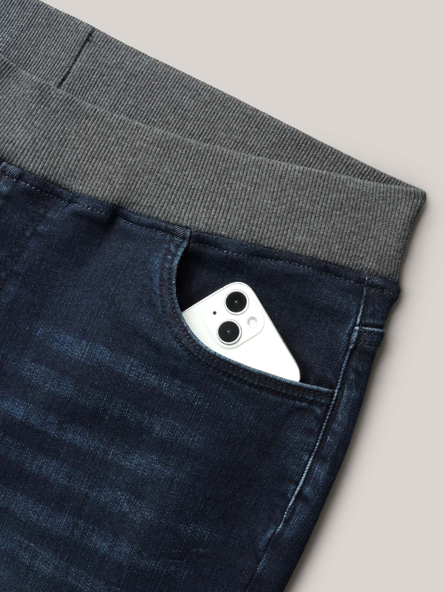 Stretchy Whiskered Waist Skinny Knit Jeans