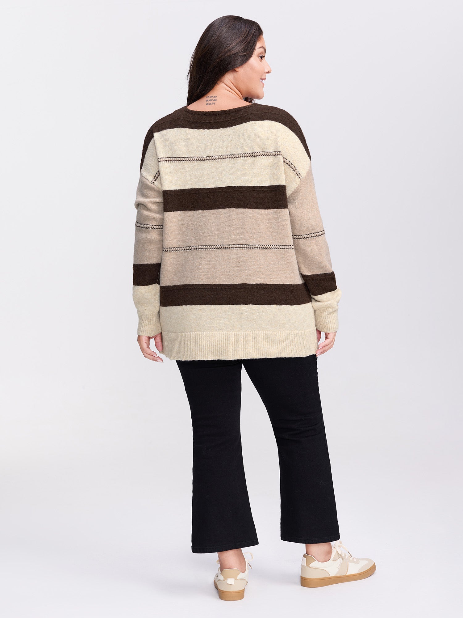 Striped Print Color Contrast Pullover