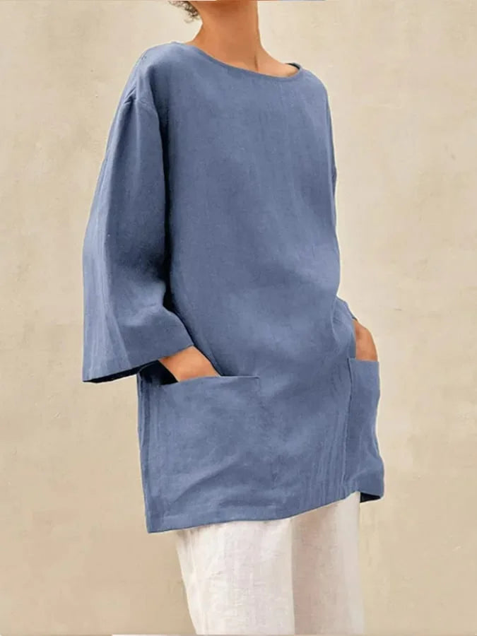 Women's Casual Cotton And Linen Shirt