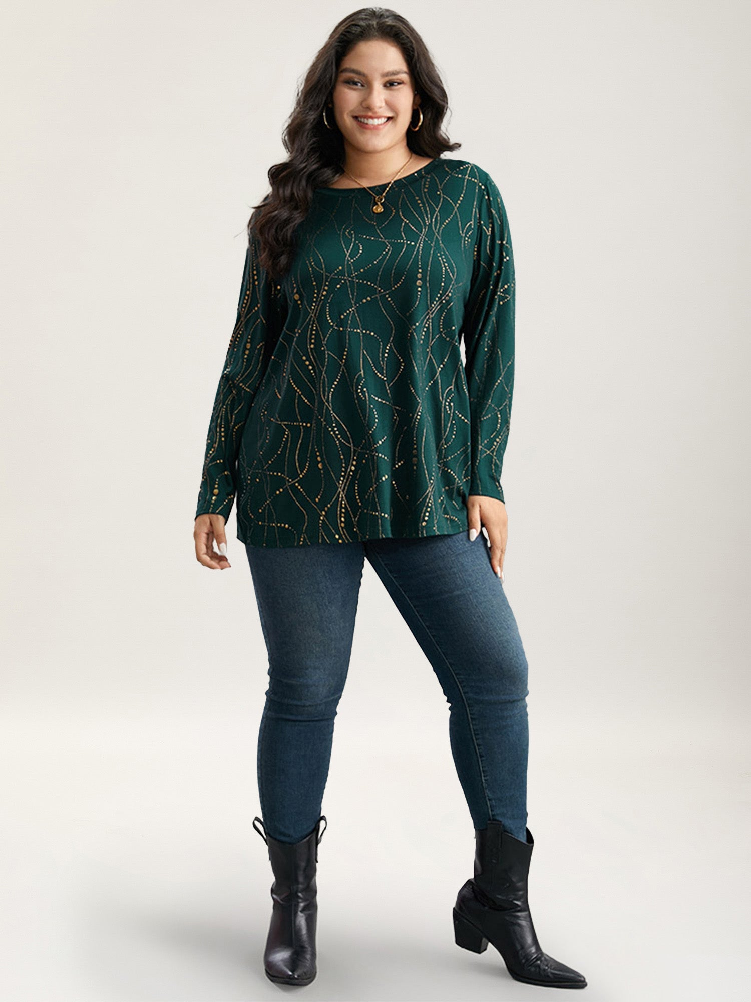 Polka Dot Contrast Round Neck T-shirt