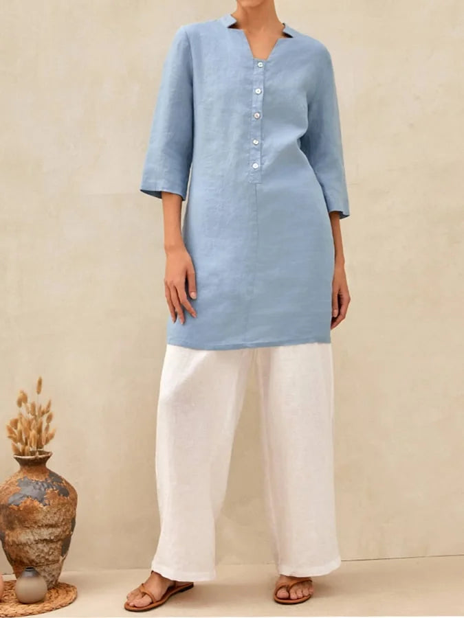 Women's Casual Button Solid Color Dress