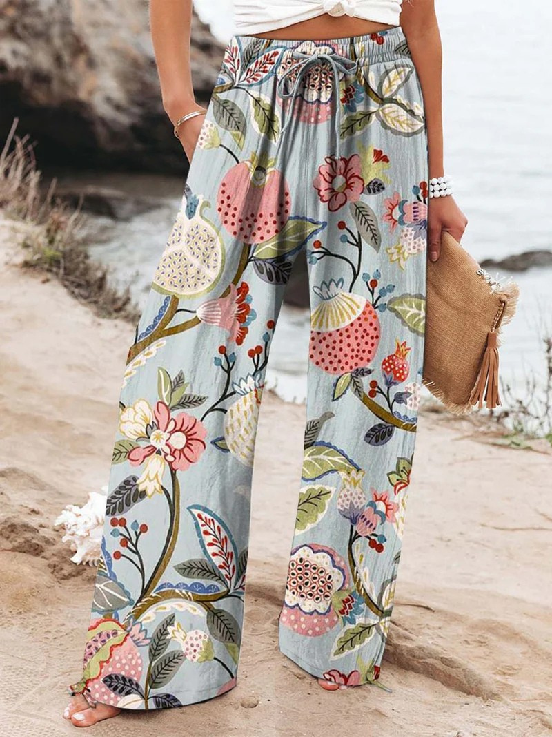 Women's Lovely Floral Art Printed Casual Pants