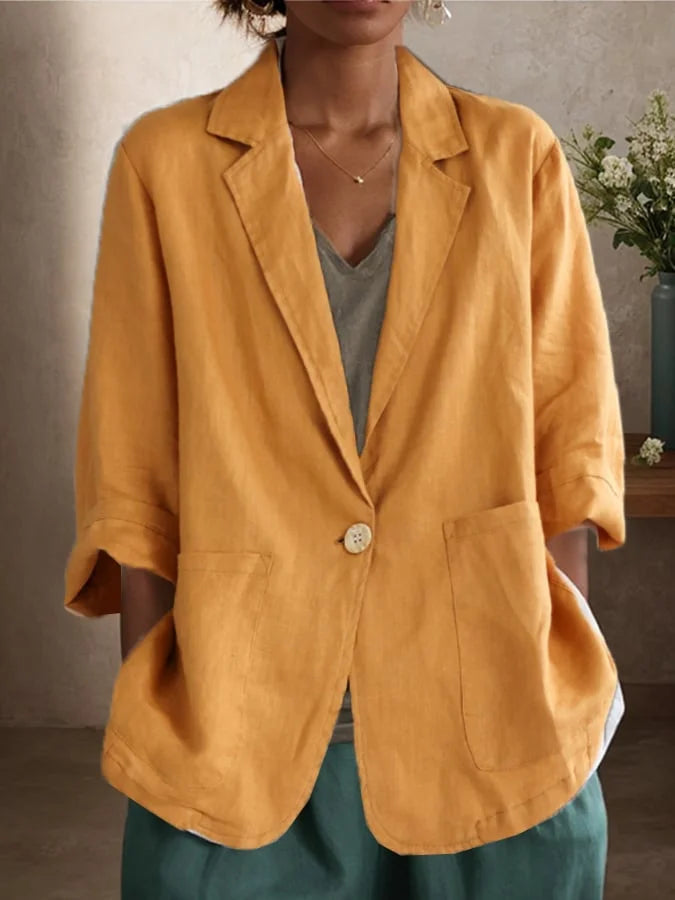 Women's Casual Solid Color Loose Lapel Single Breasted Jacket