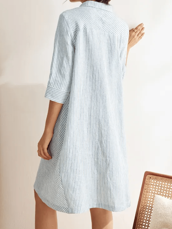 Women's Linen Striped Shirt Dress