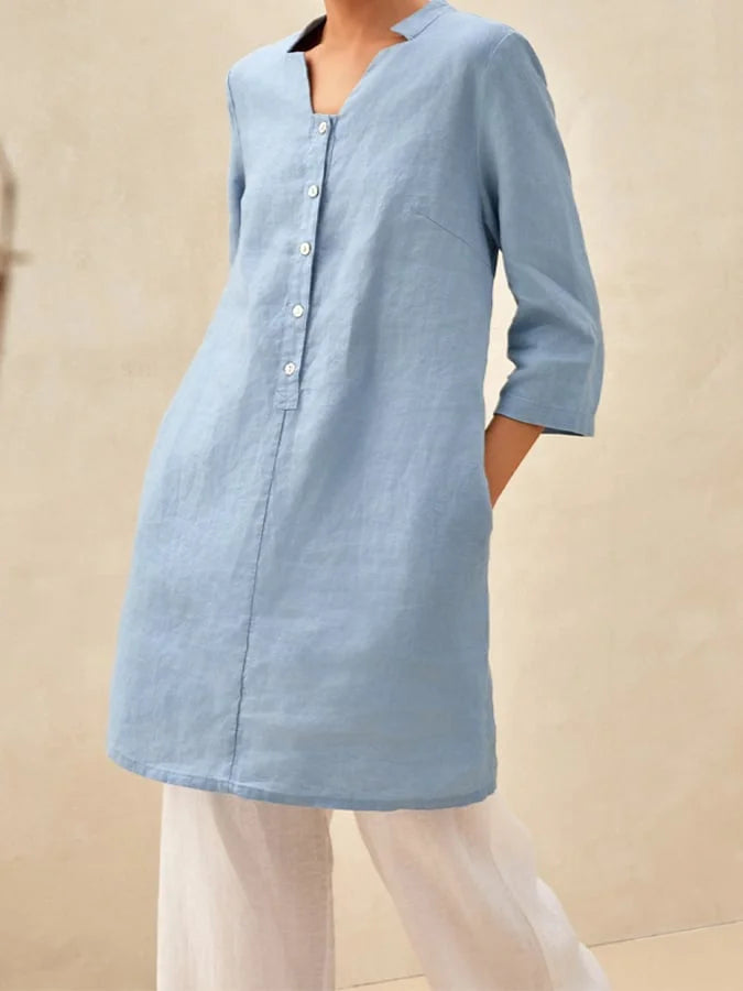 Women's Casual Button Solid Color Dress