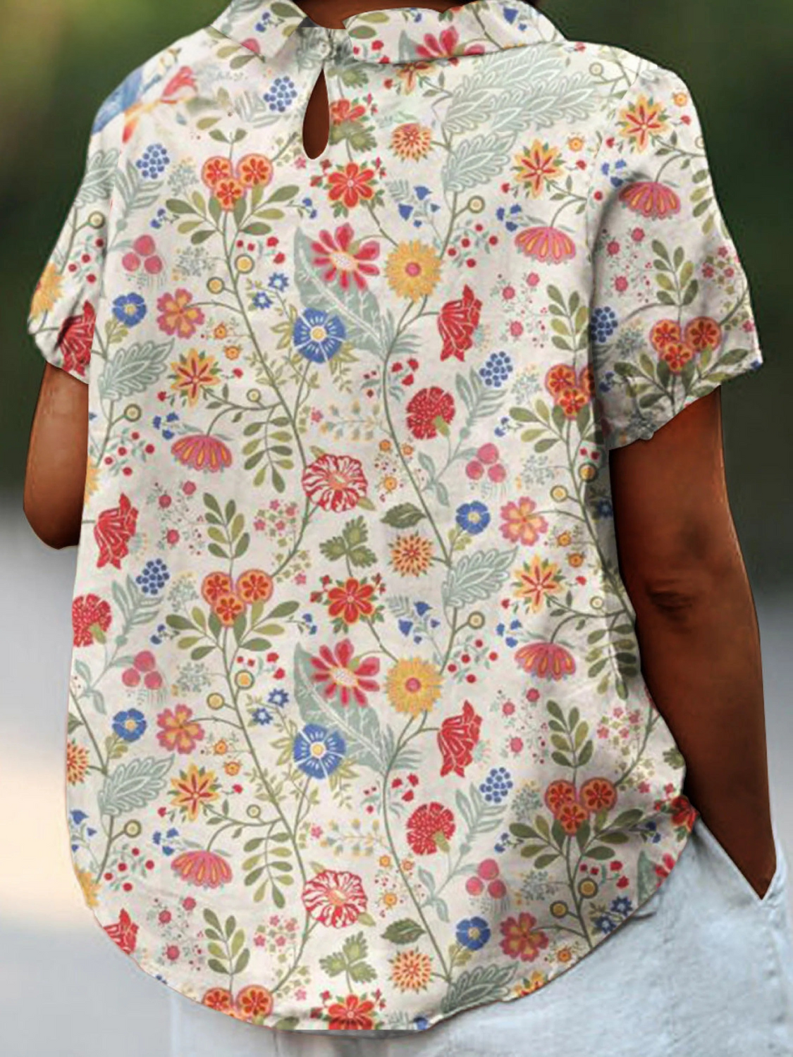 Women's  Pastoral Floral Art Print Casual  Shirt