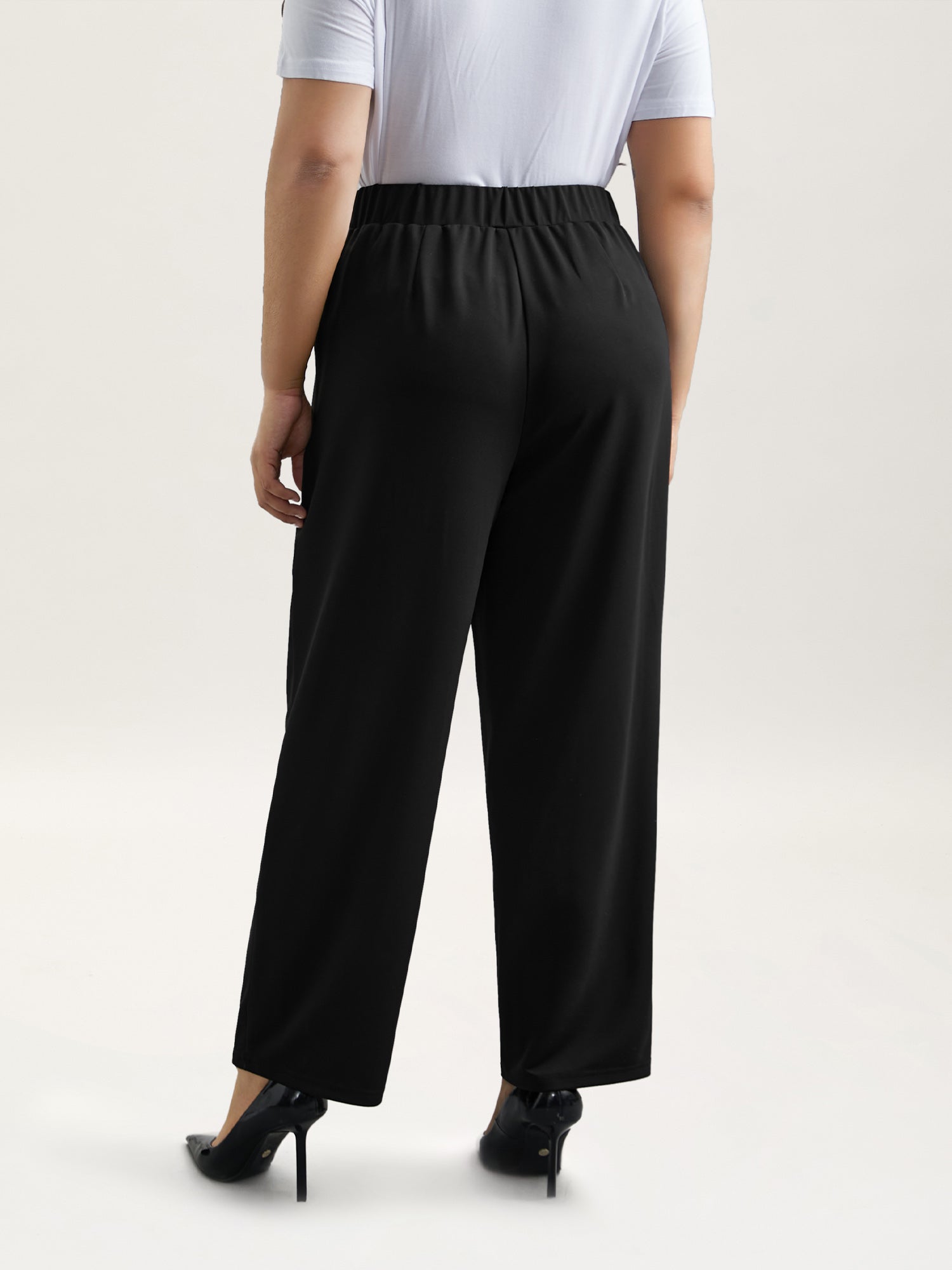 Stretchy-Waist Straight Leg Pants