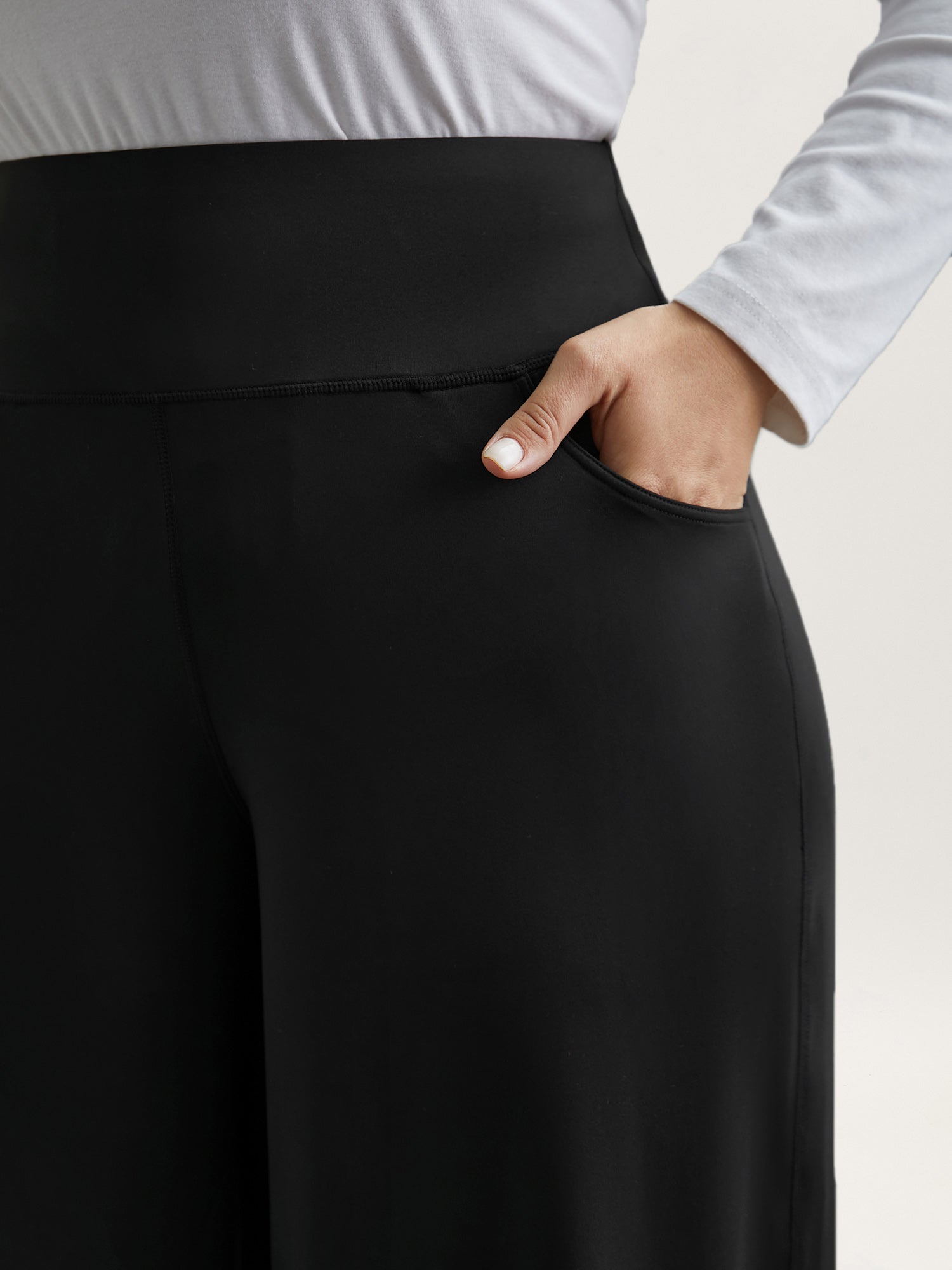 Super Stretchy Wide-Leg Casual Pocket Pants