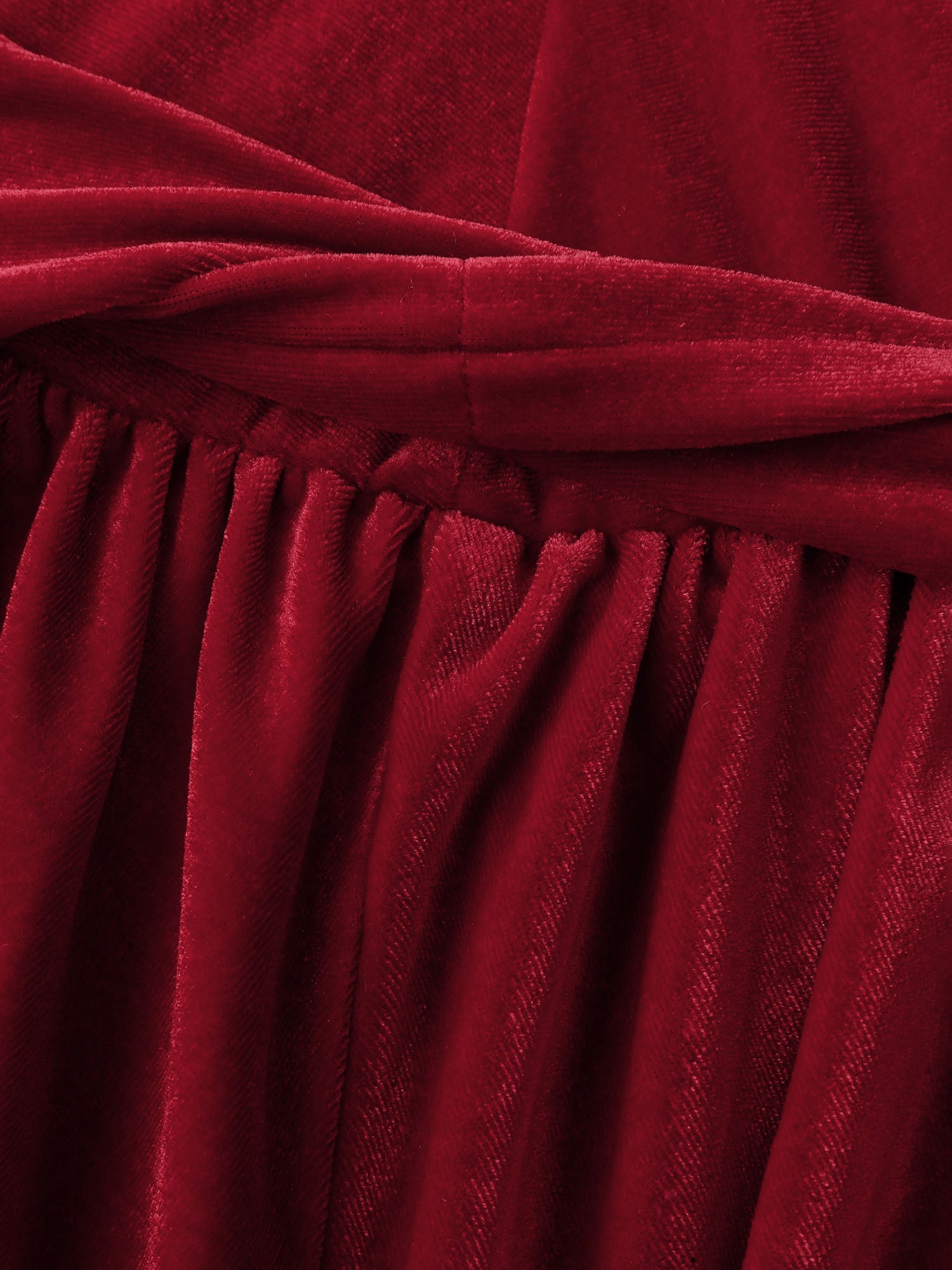 Velvet Twisted Waist Stretchy Knee-Length Dress