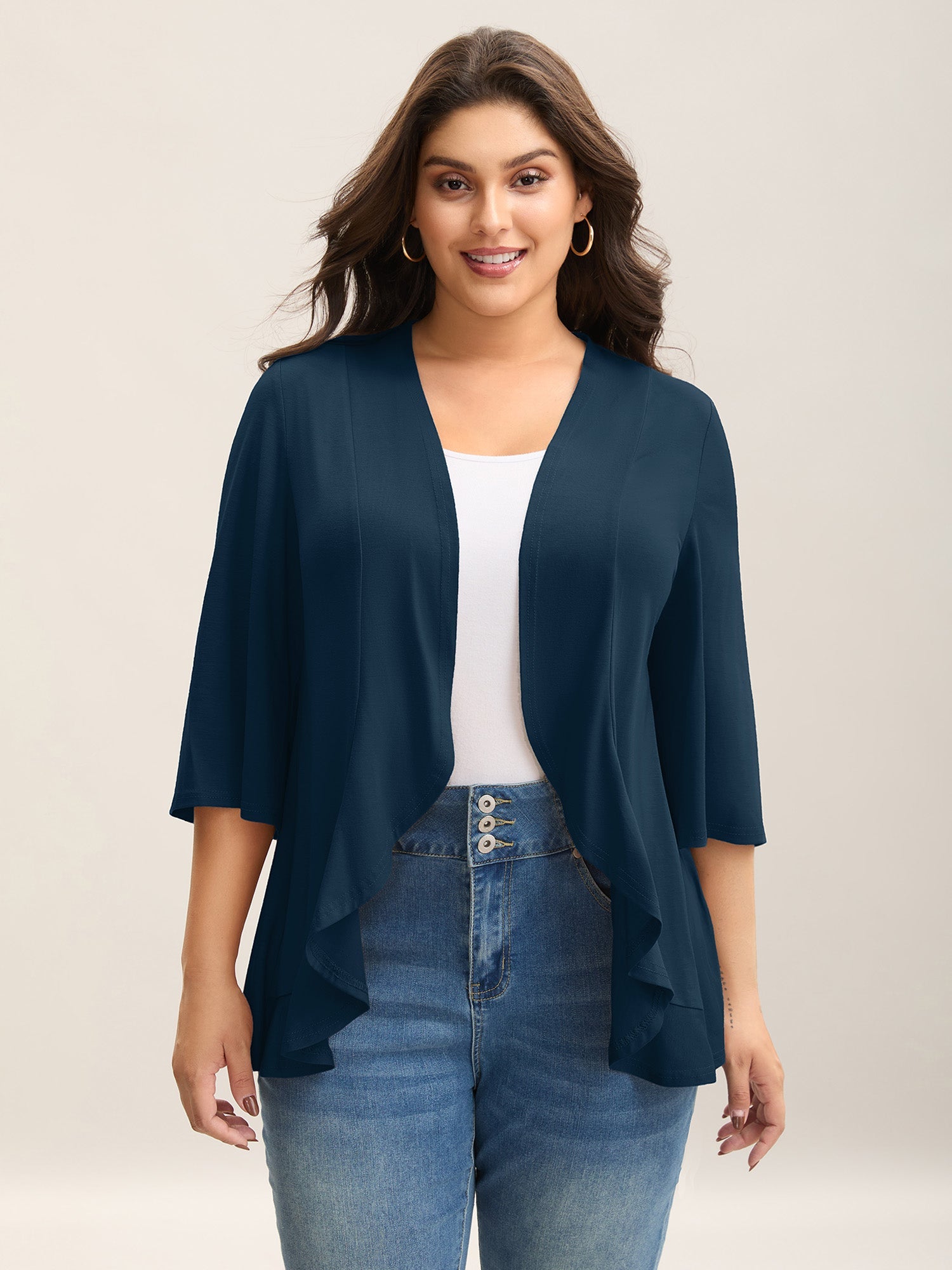 Lotus Hem Curvy Kimono Cover-Up