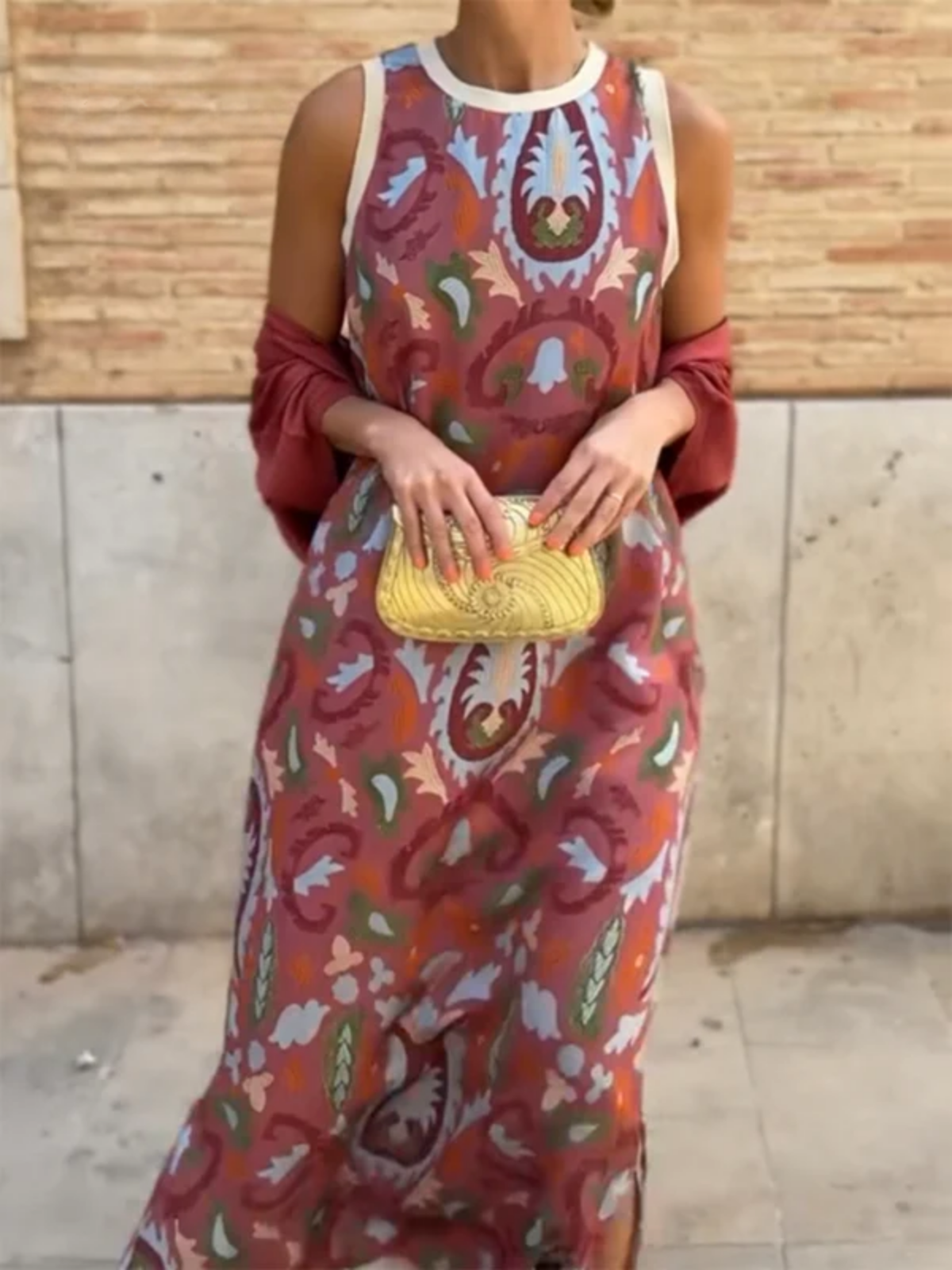 Women's Printed Satin Cardigan Dress Two-Piece Set