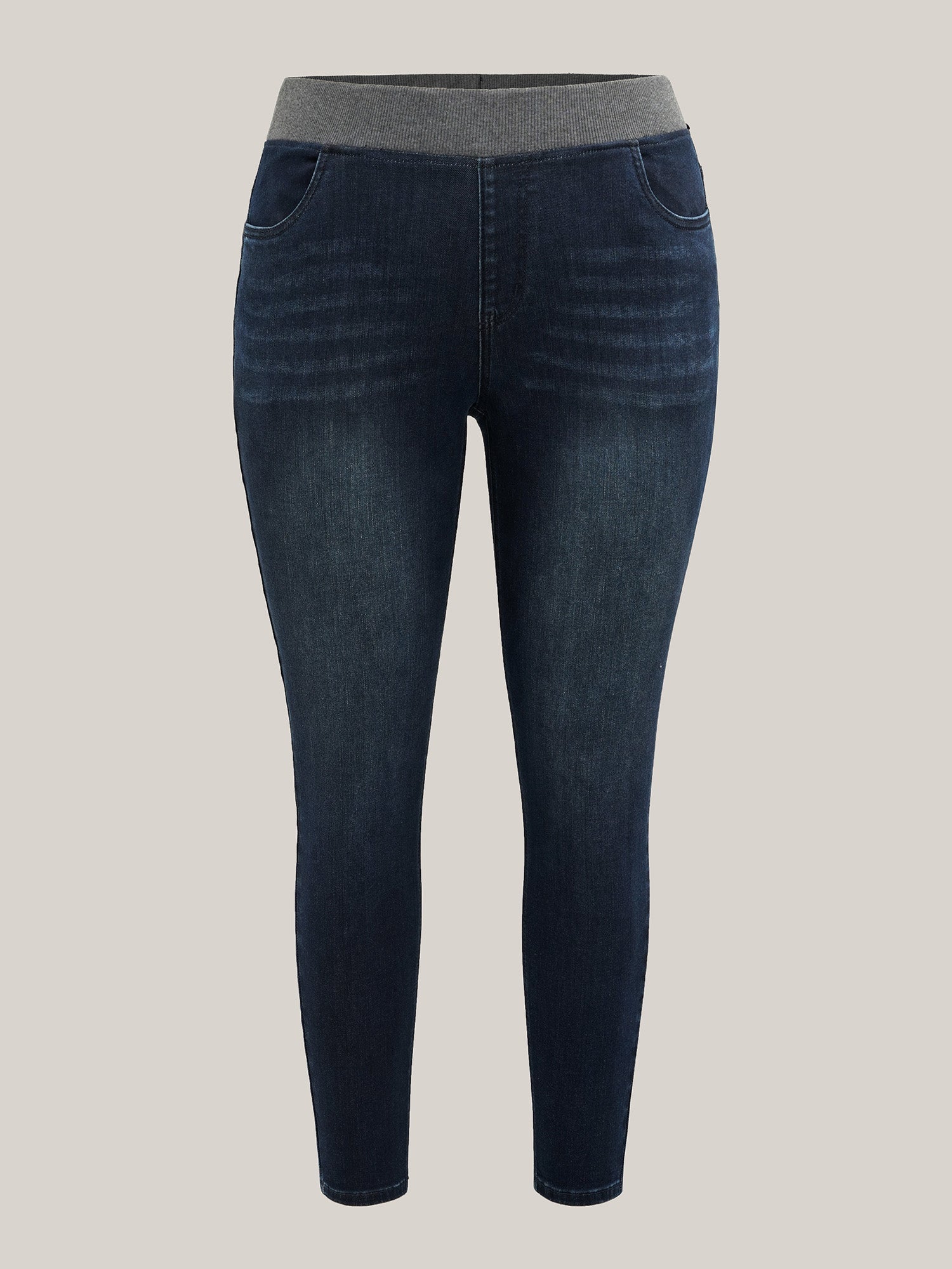 Stretchy Whiskered Waist Skinny Knit Jeans