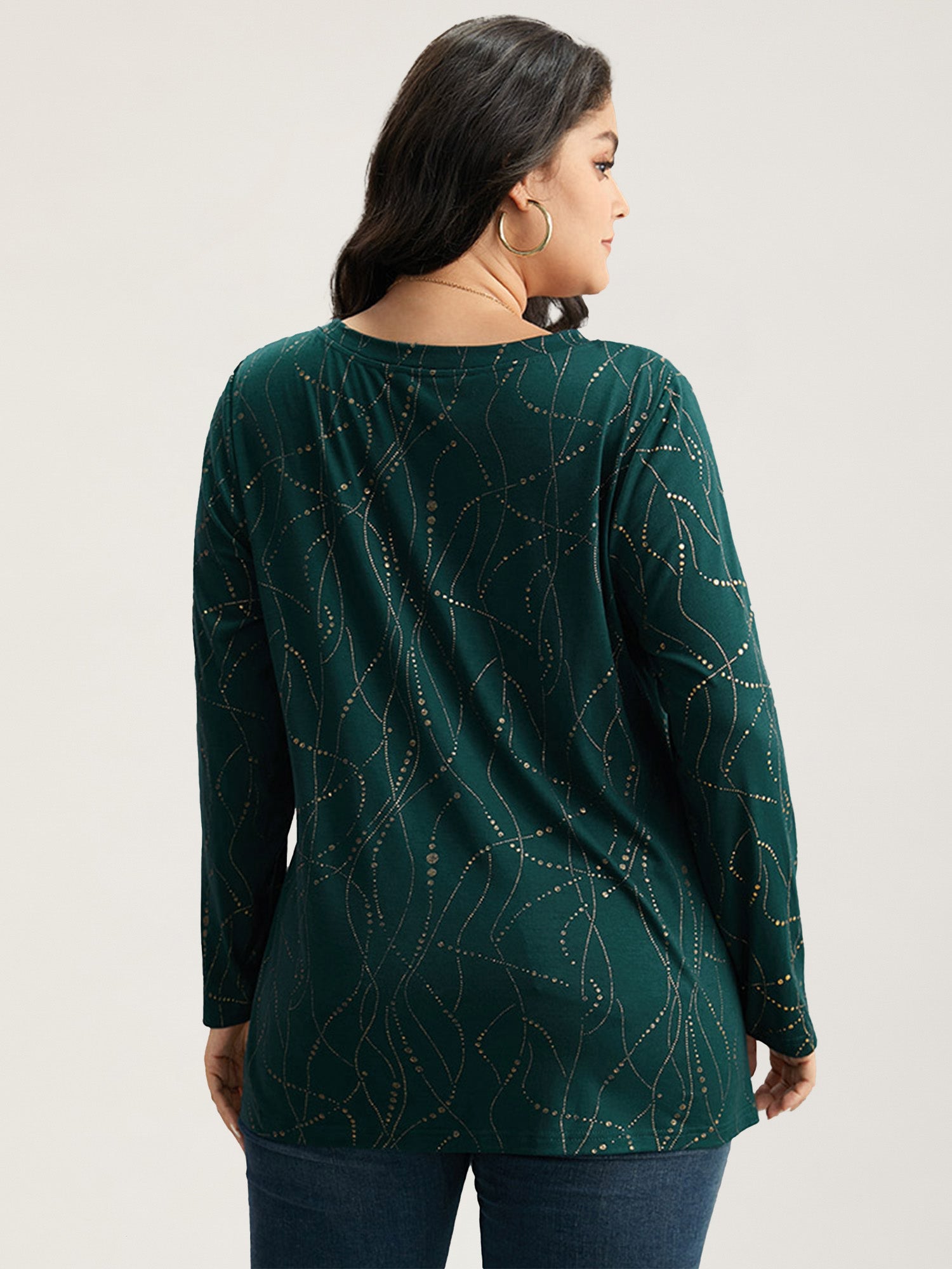 Polka Dot Contrast Round Neck T-shirt