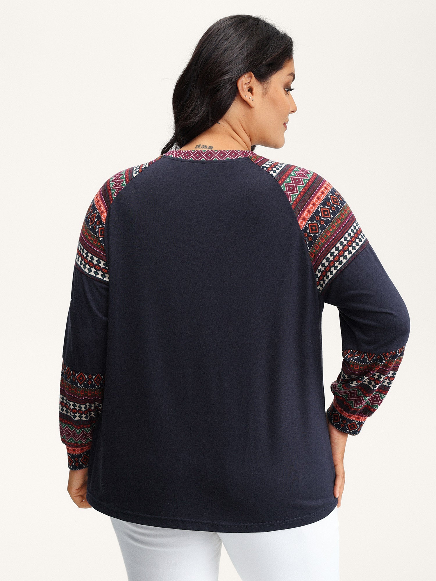 Supersoft Boho Stripes Spliced T-Shirt