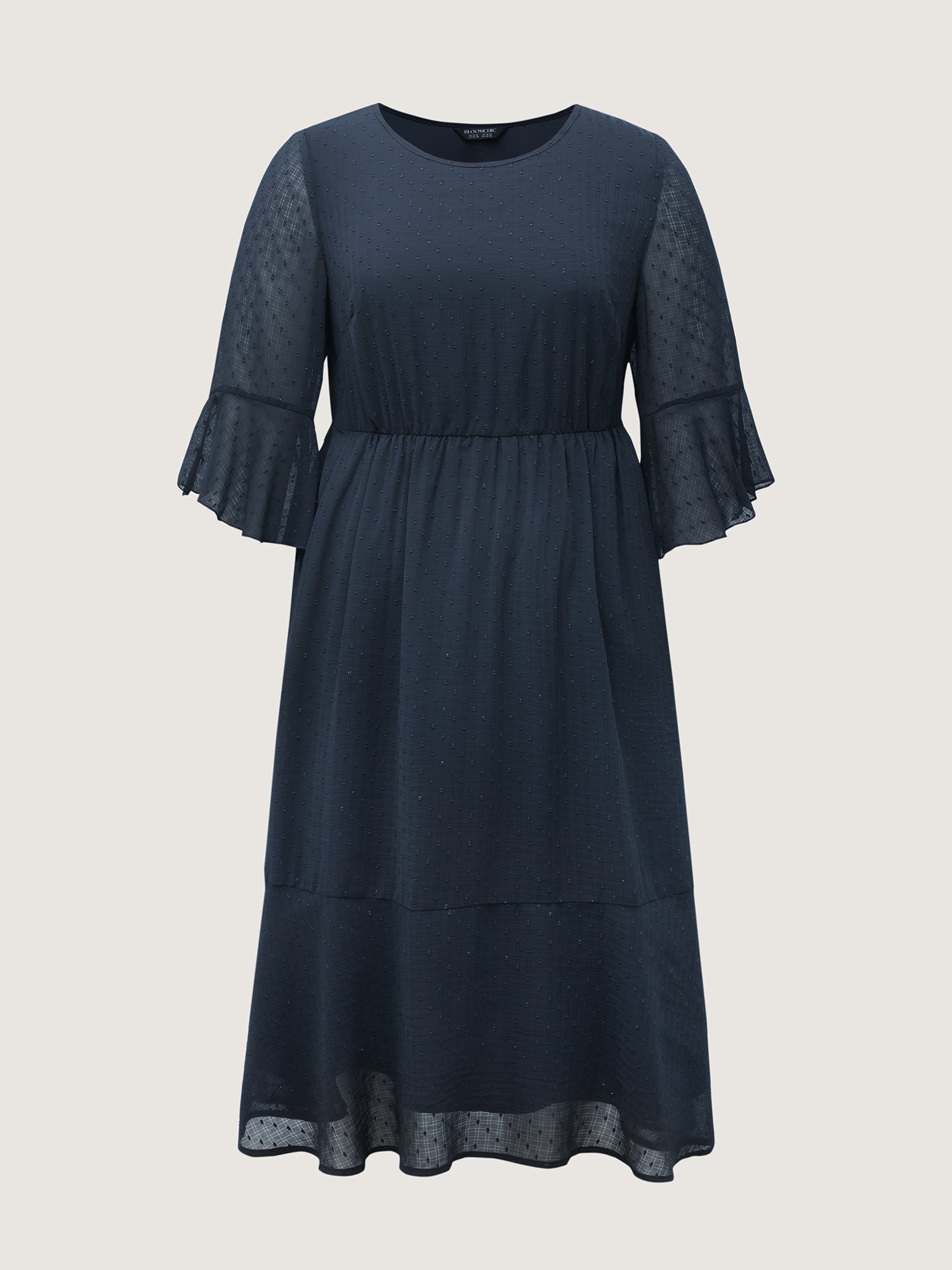 Textured Ruffled Sleeve Sheer Maxi Dress