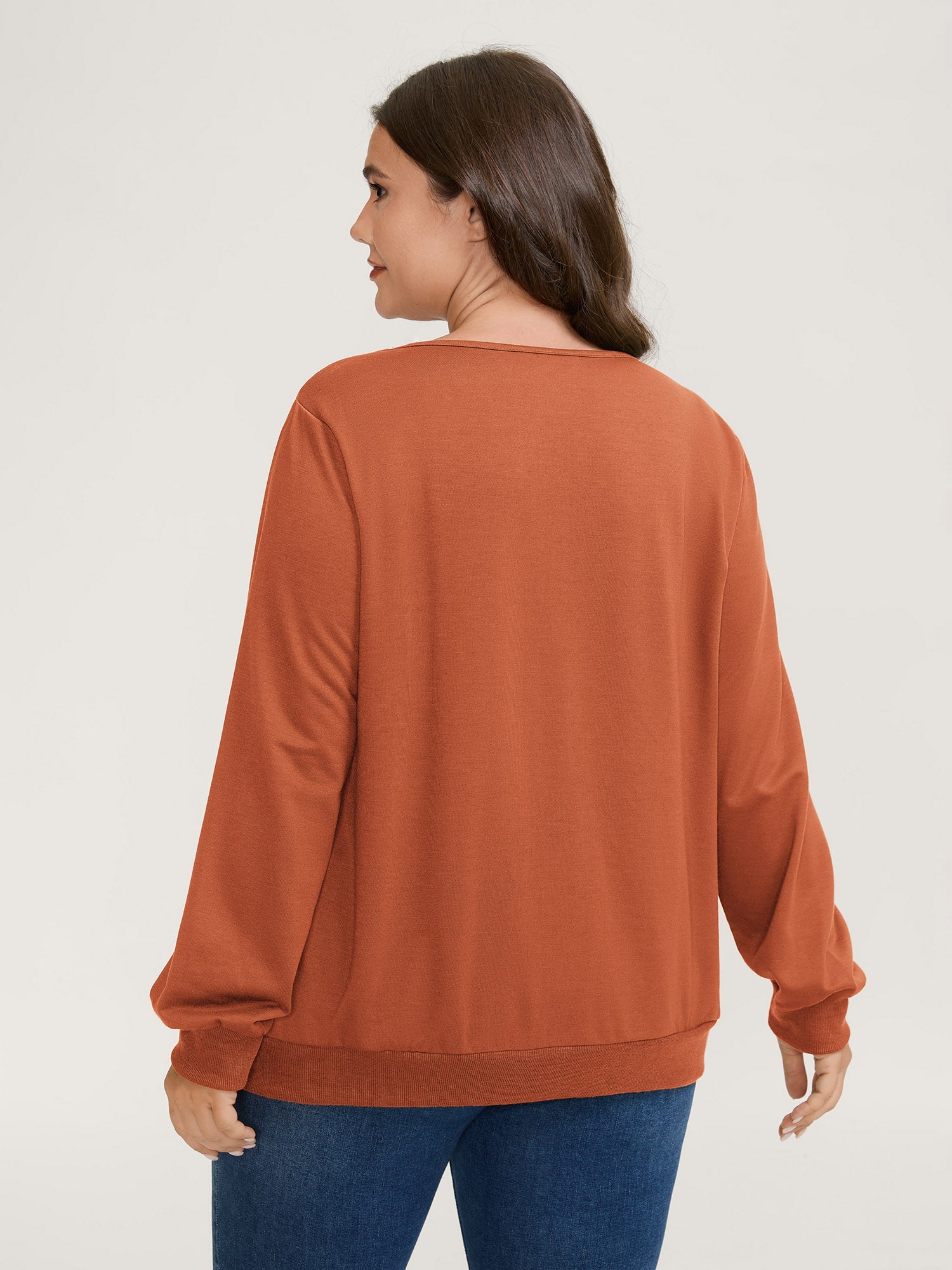 Plaid Spliced Wrap Contrast Sweatshirt