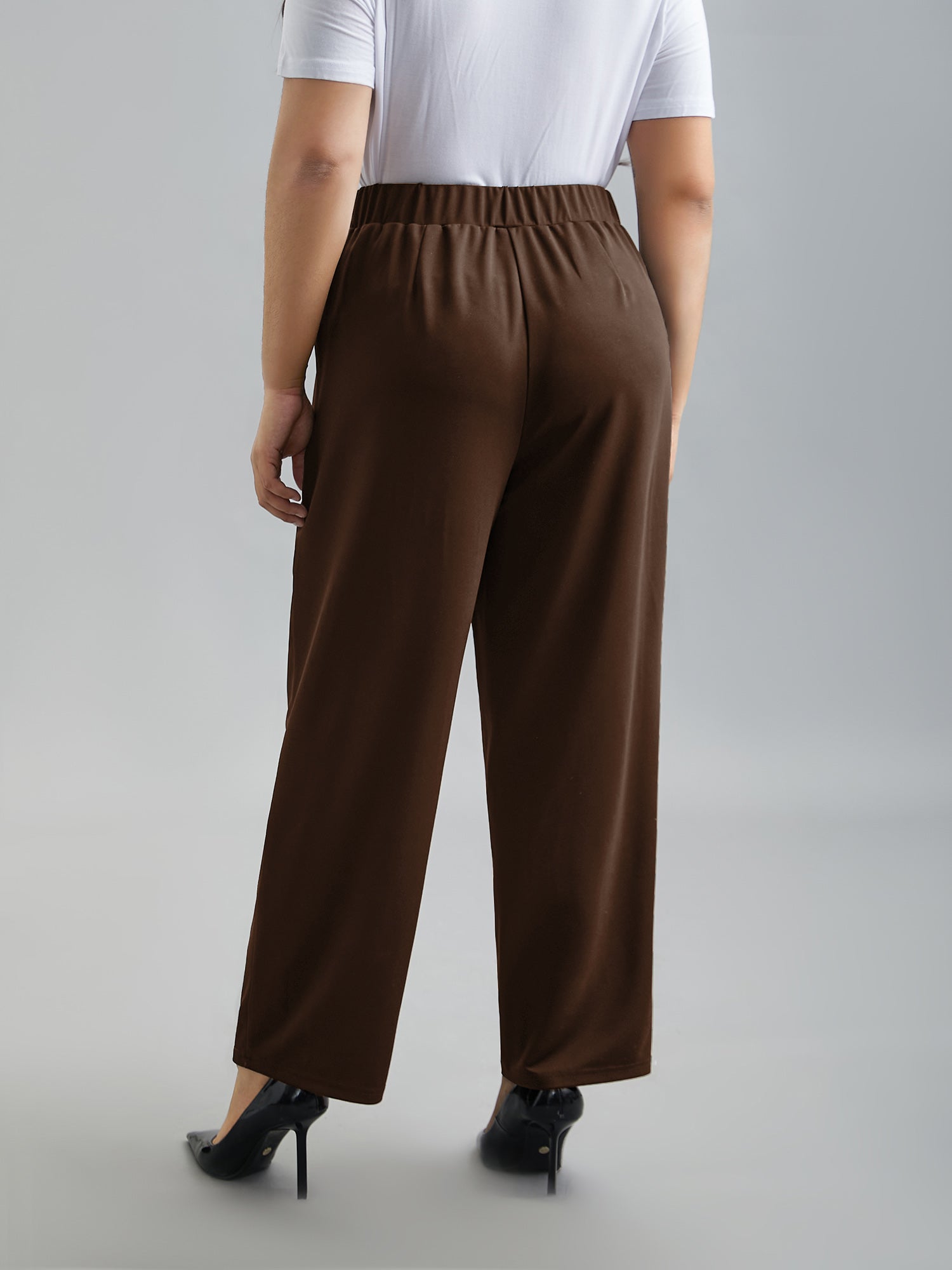 Stretchy-Waist Straight Leg Pants