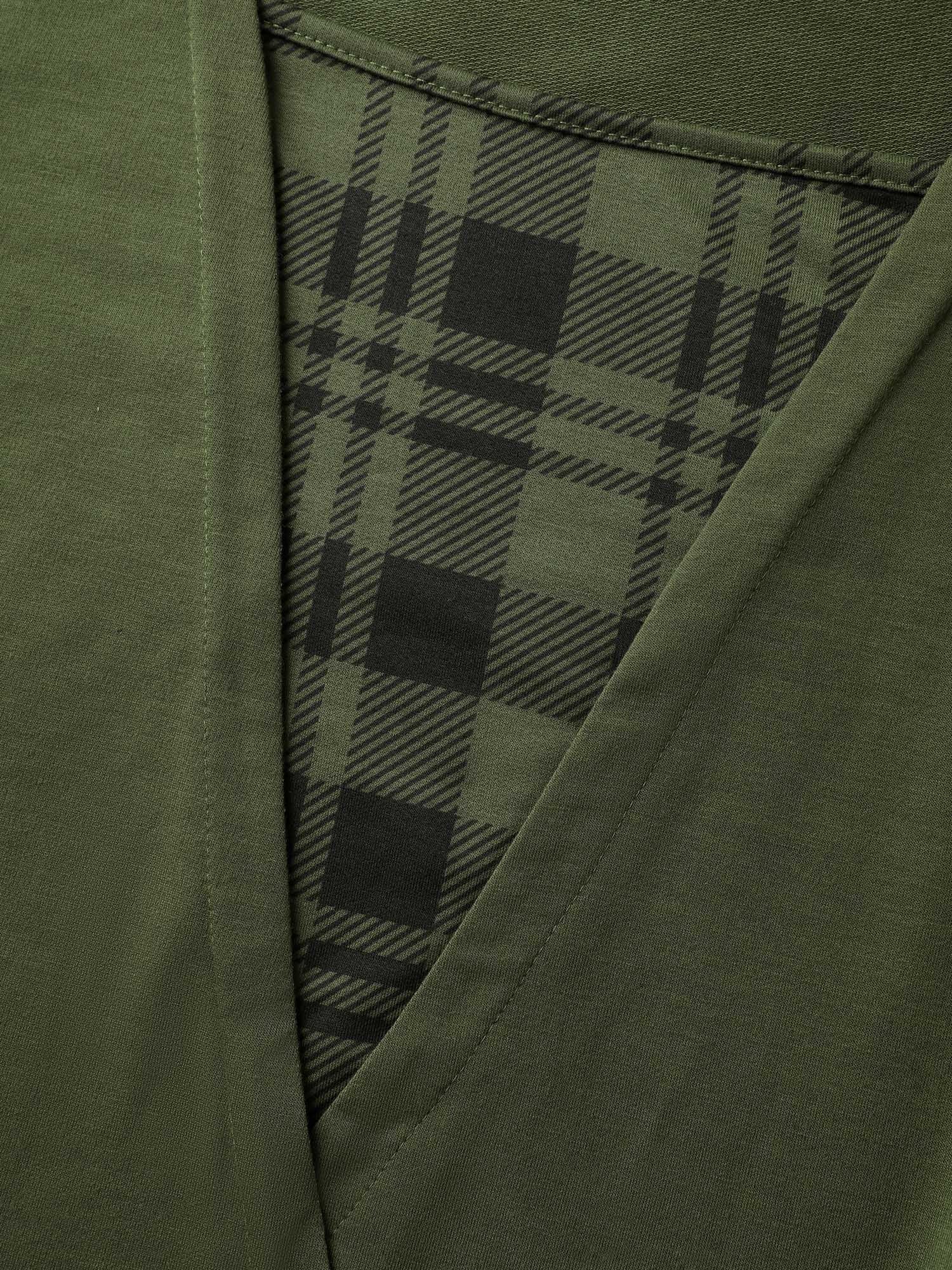 Plaid Spliced Wrap Contrast Sweatshirt