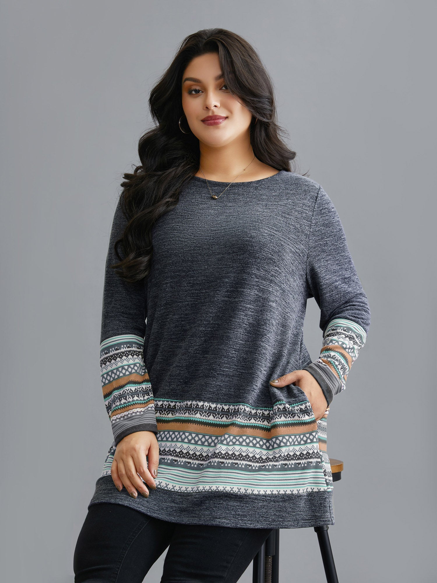 Tunic Boho Print Pocket T-shirt