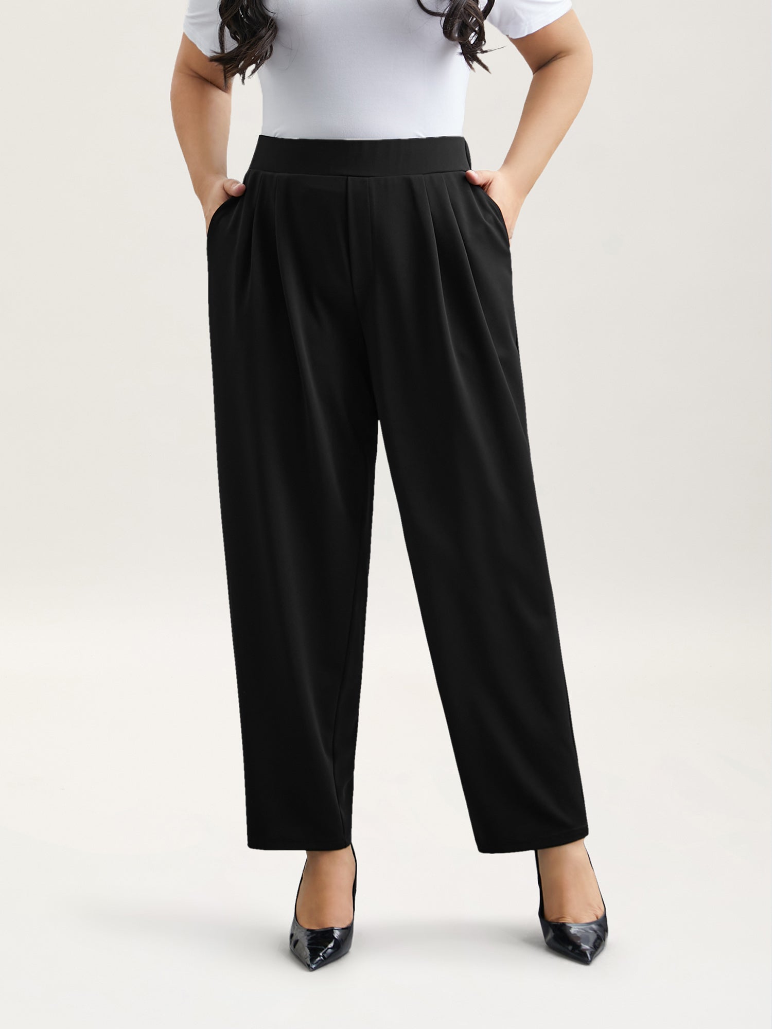 Stretchy-Waist Straight Leg Pants