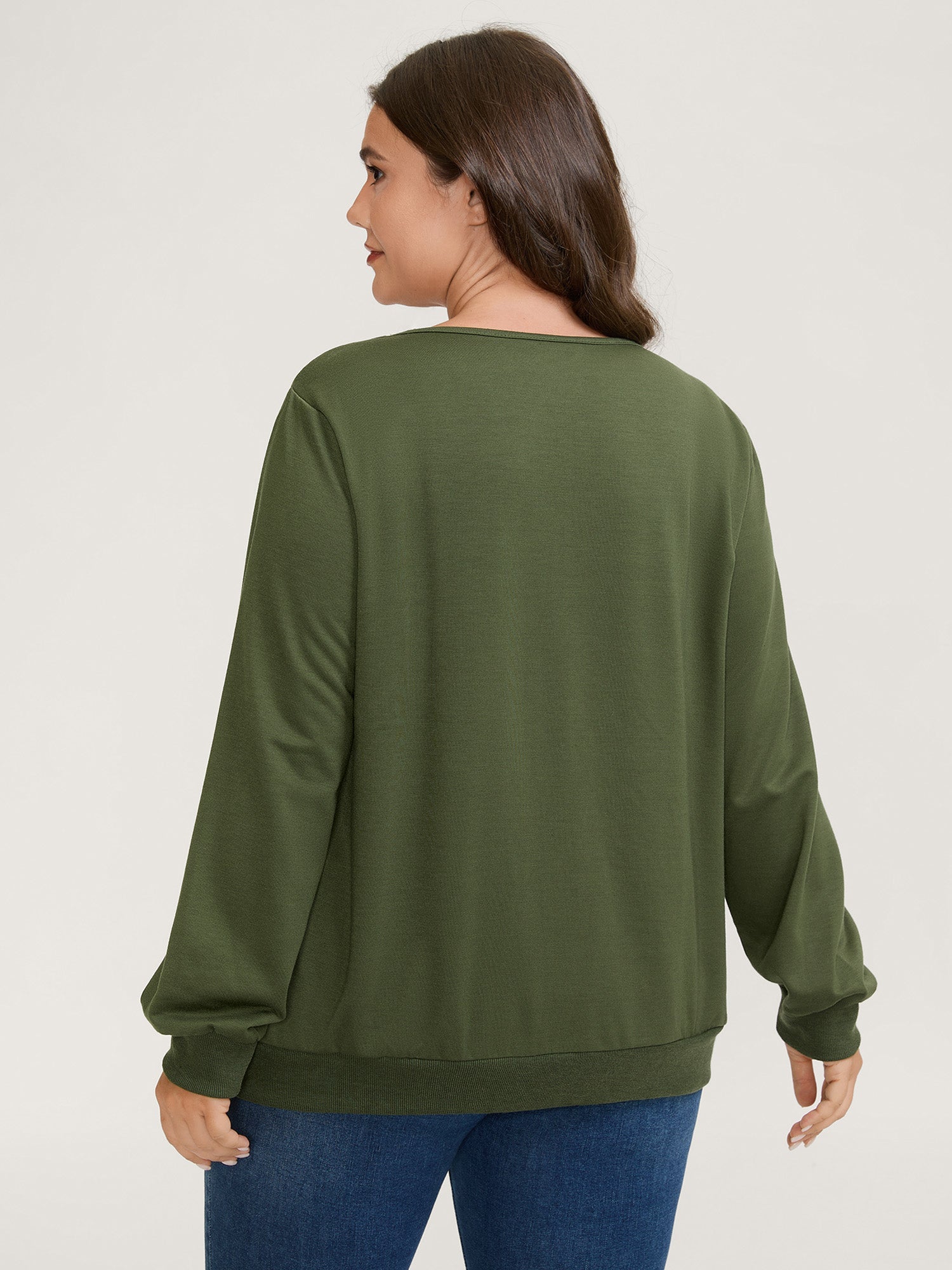 Plaid Spliced Wrap Contrast Sweatshirt